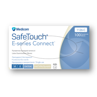 Рукавички латексні Medicom SafeTouch E-Series припудрені Білі 100 шт