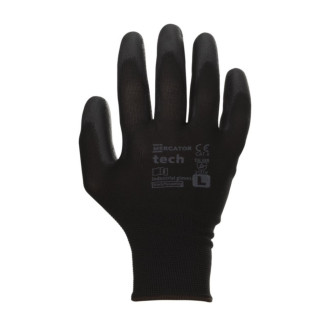 Рукавички робочі поліестерові Mercator tech з латексним покриттям Чорні 24 шт